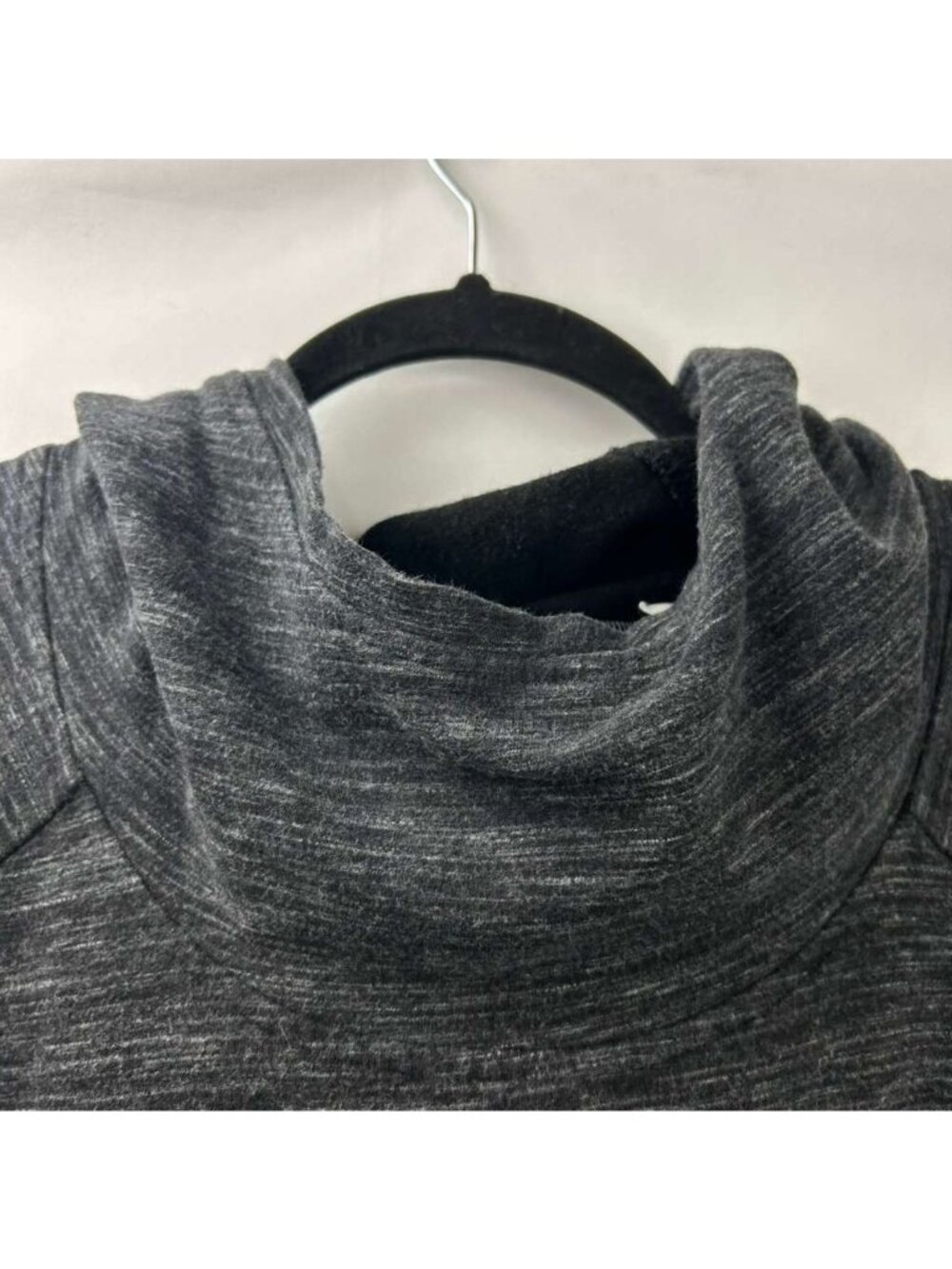Athleta Women's Large Hooded Long Sleeve Tunic Dress Black Heathered Cowl Neck - Picture 13 of 15